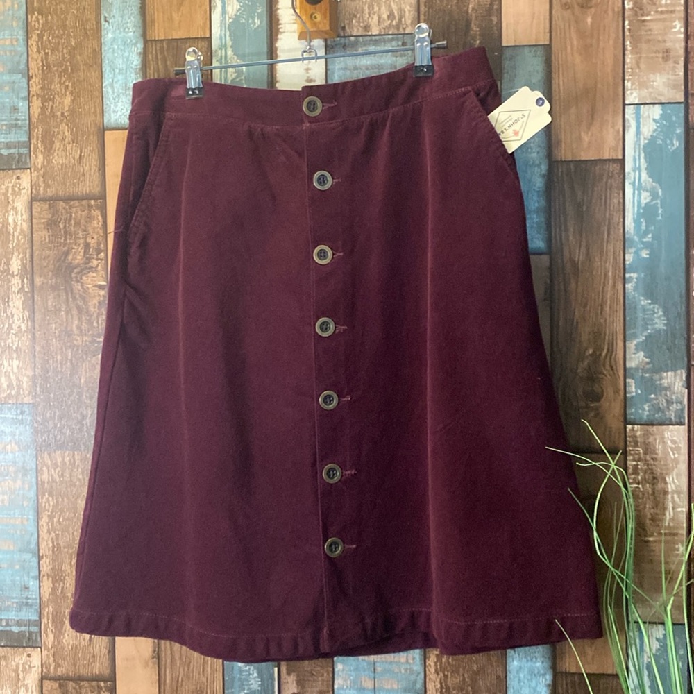 St. John's Bay Burgundy Button-Front Midi Skirt